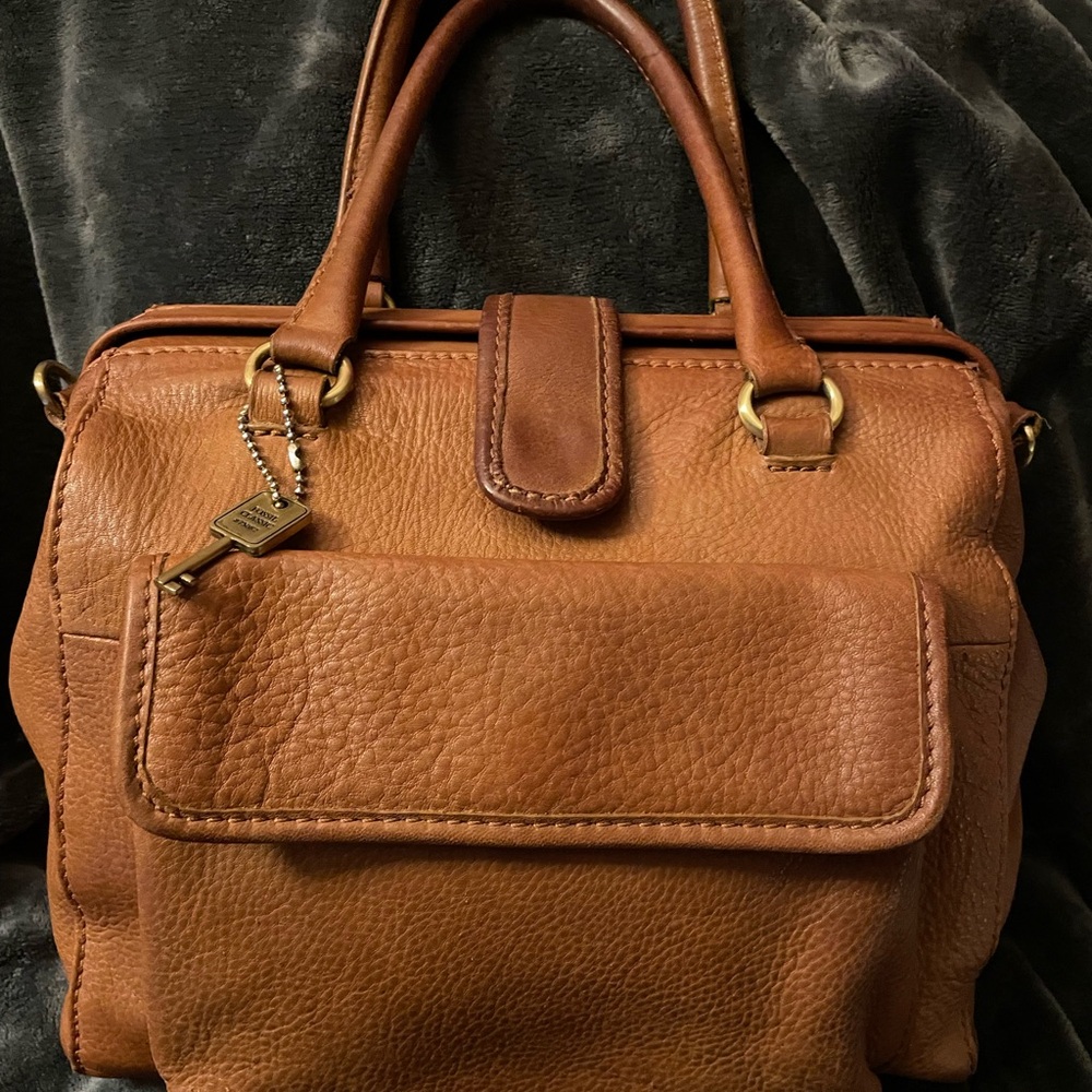 Fossil Vintage Elegant Tan Leather Framed Handbag